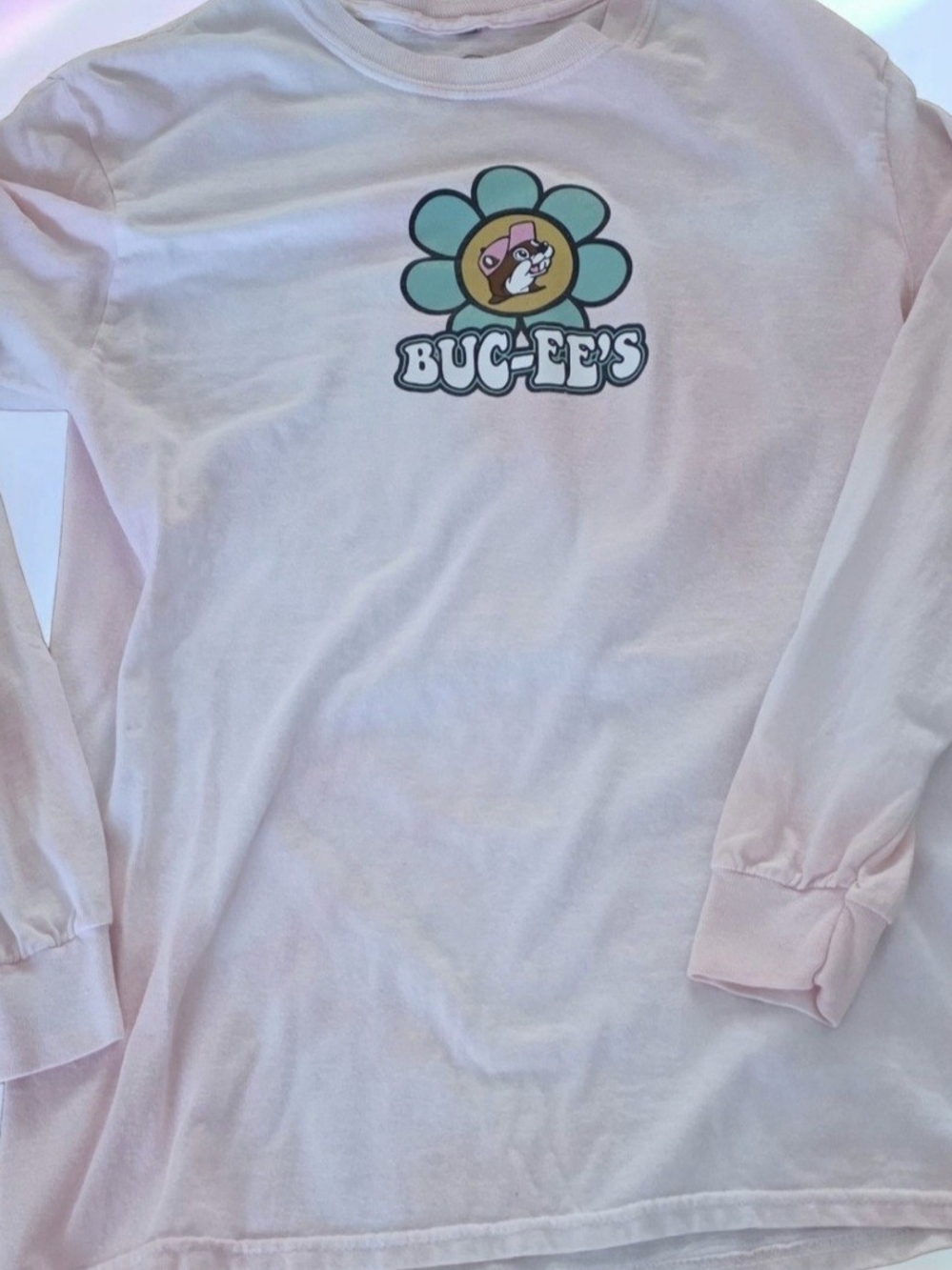 Buc-ee's Women S Pink Long Sleeve Crew Neck Graphic T-Shirt Be Kind Floral